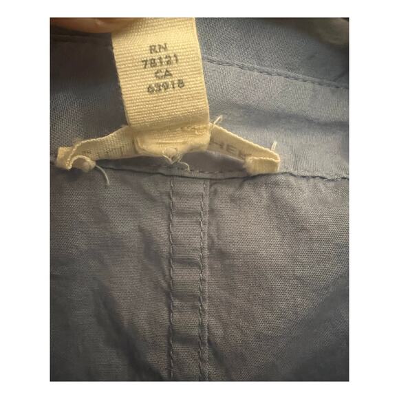 Eileen Fisher Organic Cotton Stretch Collar Button Down Blue L Shirt Career Boxy - Picture 7 of 10